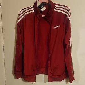NWT Adidas Burgundy Track Jacket with White Stripes